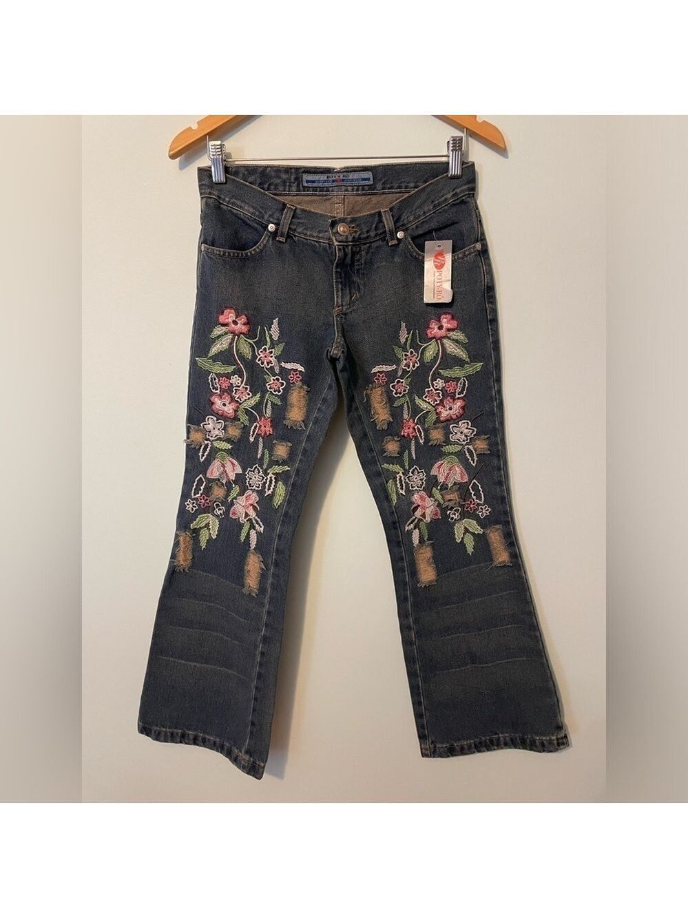 Poty Ro Embroidered Floral Jeans Size 38 - Picture 1 of 9